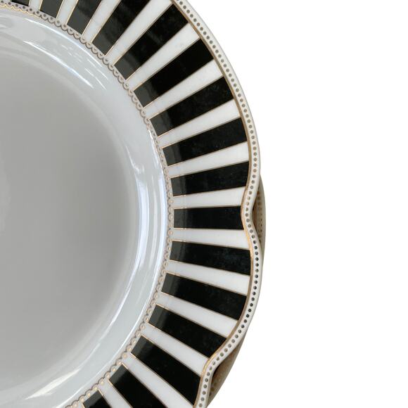 Grace Teaware Fine Porcelain Dinner Plates 11in Black & White Striped Set of 4 - Picture 10 of 12